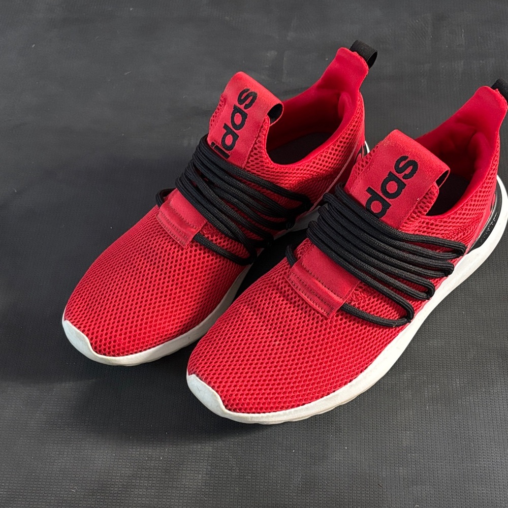 Mens size 10 adidas Red Mesh Slip-On Sneakers with Black Laces